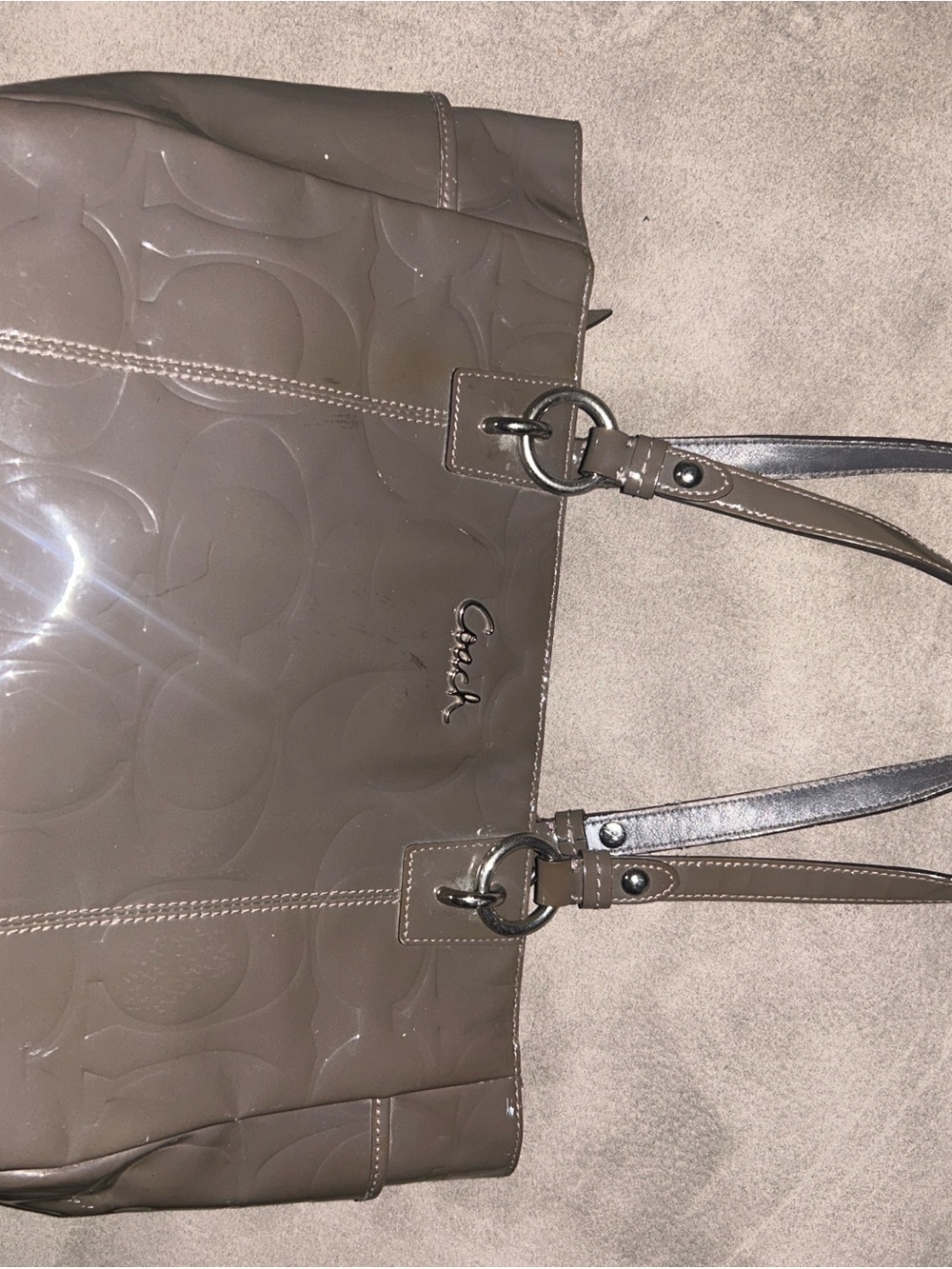 Coach grey Patent Leather Embossed Tote